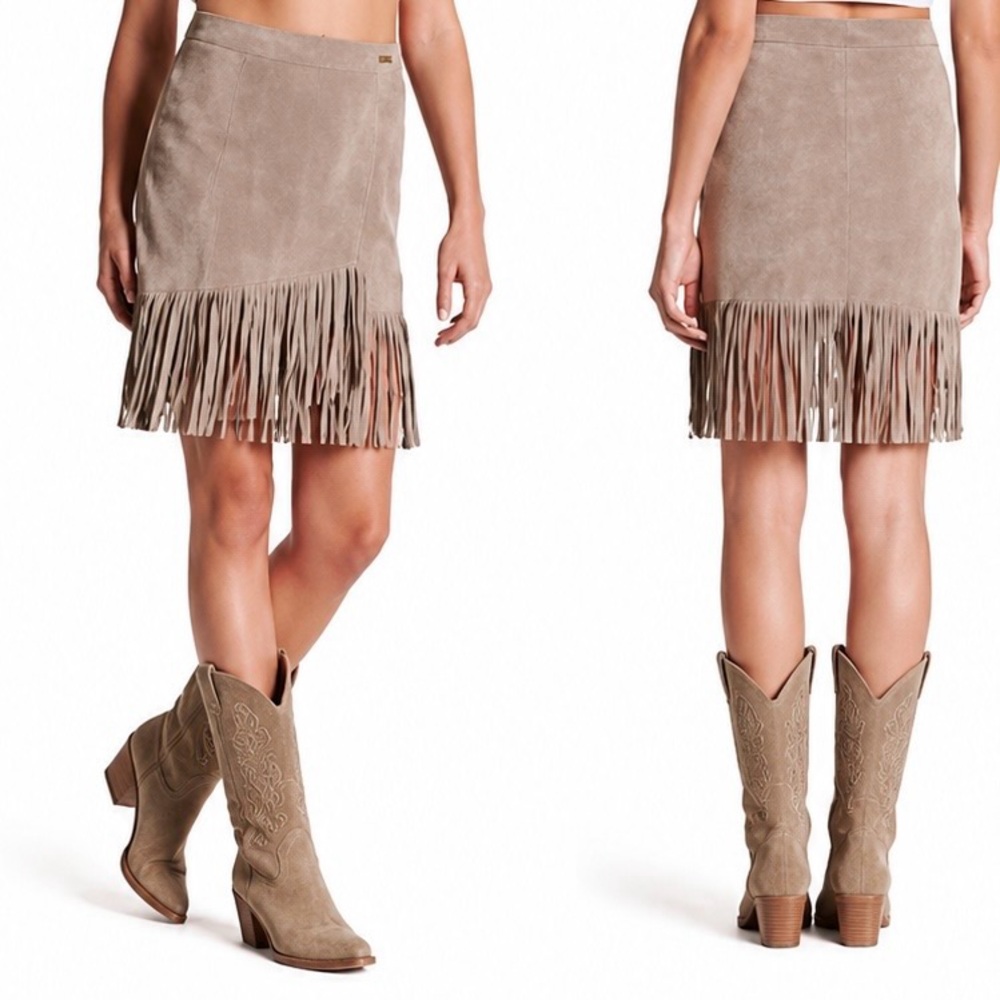 TART Collections genuine suede fringe skirt Sz XS